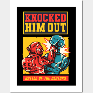 knocked him out robot pixel Posters and Art